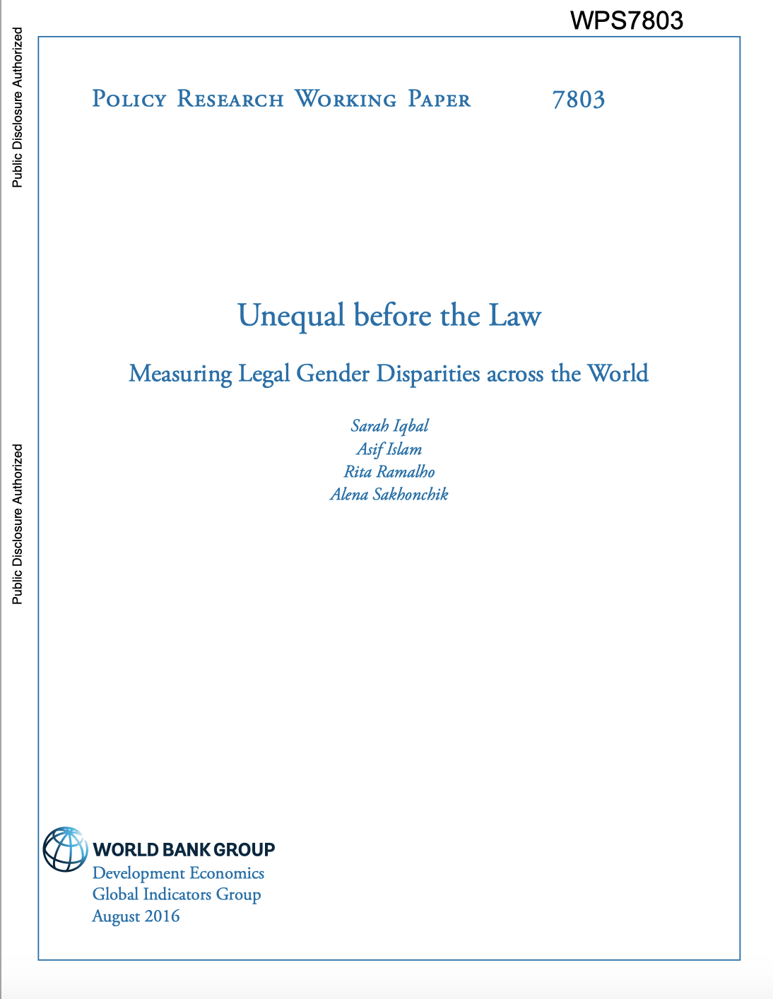 Unequal Before The Law: Measuring Legal Gender Disparities Across The World